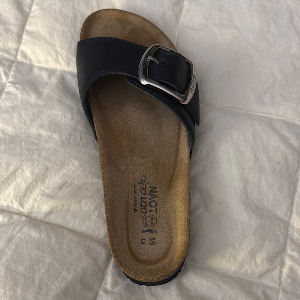 Naot Black and Silver Sandals with Contoured Footbed